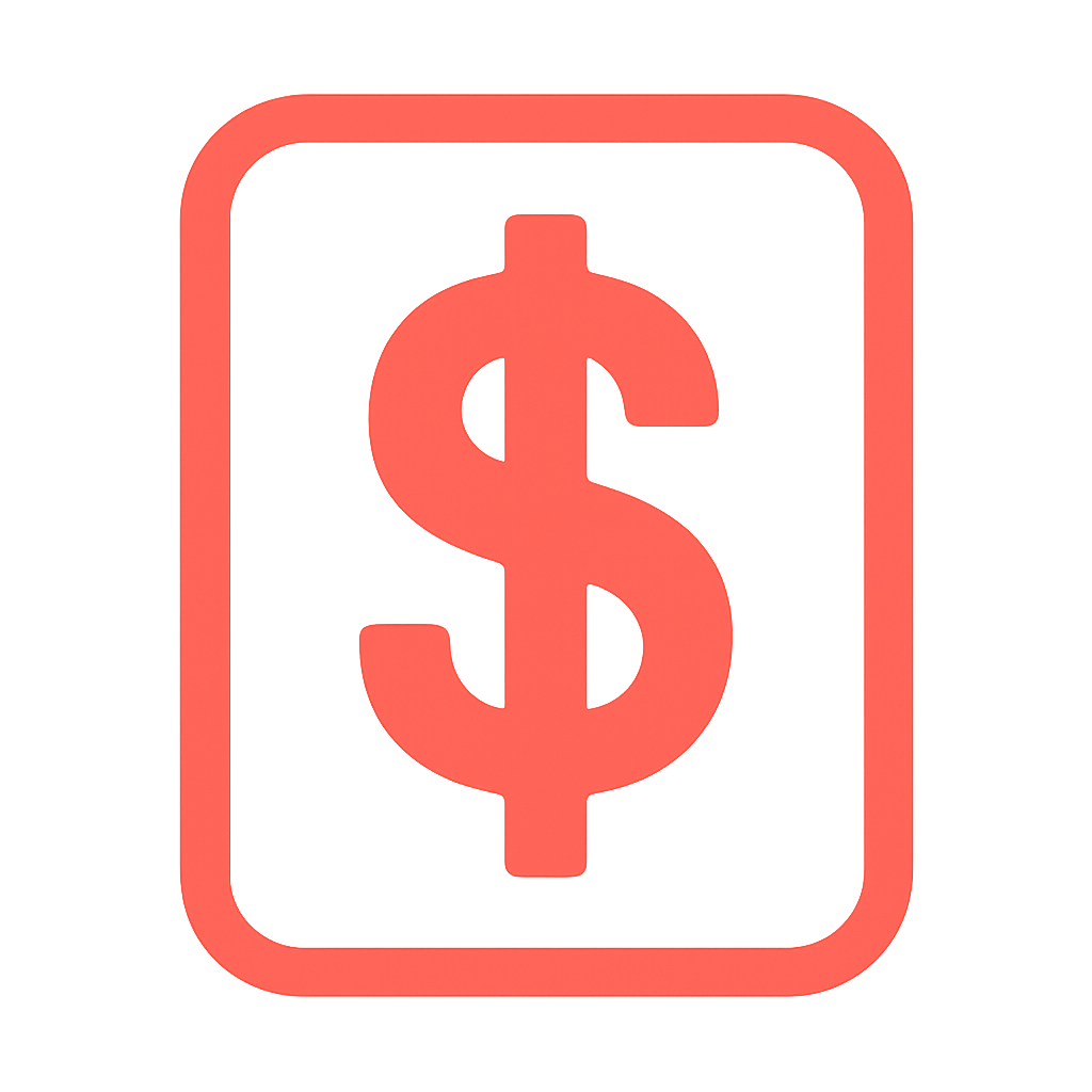 icon of a money symbol in The SpinDown brand colors.